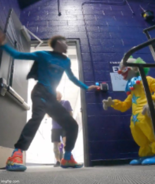 LaMelo Ball slapping a clown | image tagged in lamelo ball slapping a clown | made w/ Imgflip meme maker