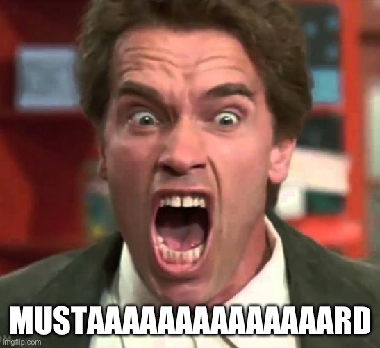 Turn zis TV off | MUSTAAAAAAAAAAAAAARD | image tagged in arnold yelling,mustard,kendrick lamar,arnold schwarzenegger,tv off,dj mustard | made w/ Imgflip meme maker