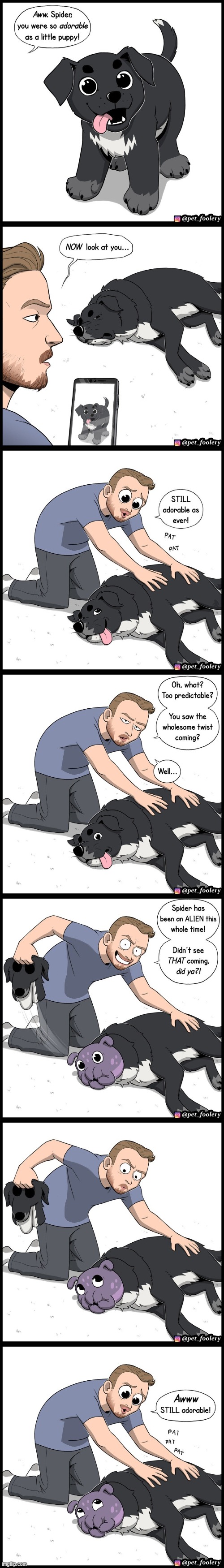 image tagged in dog,puppy,artist,adorable,alien,plot twist | made w/ Imgflip meme maker
