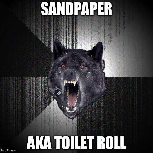 Insanity Wolf | SANDPAPER AKA TOILET ROLL | image tagged in memes,insanity wolf | made w/ Imgflip meme maker