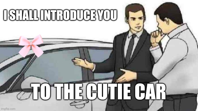 Cutie :3 | I SHALL INTRODUCE YOU; TO THE CUTIE CAR | image tagged in memes,car salesman slaps roof of car,cute | made w/ Imgflip meme maker