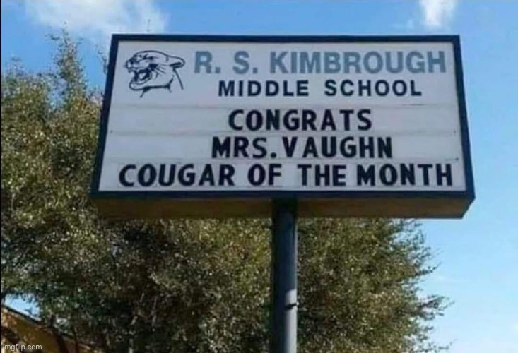 Who wants to be in Mrs V’s class? | image tagged in cougar,month,congratulations,award | made w/ Imgflip meme maker