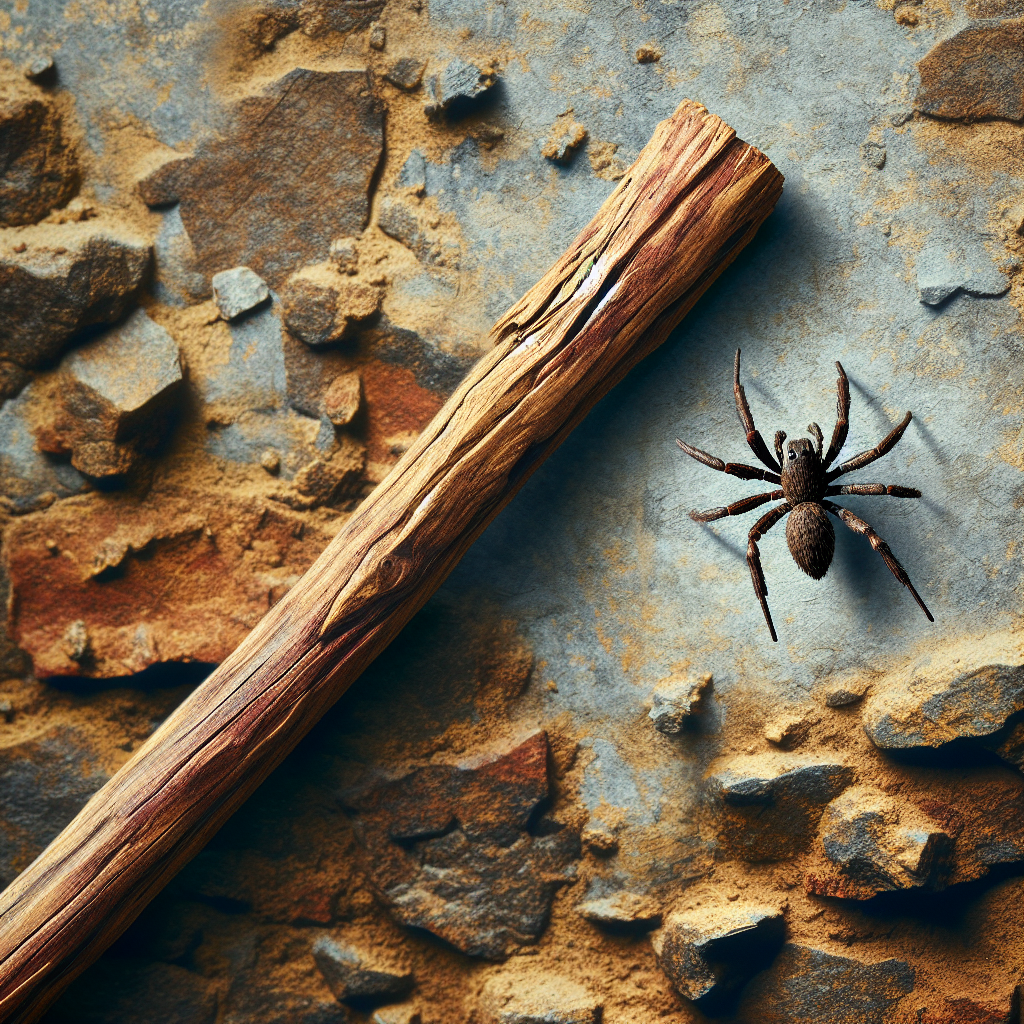 modest size jumpy spider on the wall, thin wooden stick trying t Blank Meme Template