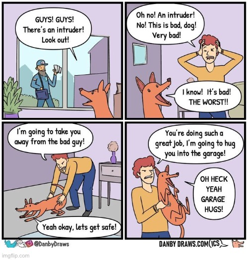 image tagged in comics,danbydraws,dog,mailman | made w/ Imgflip meme maker