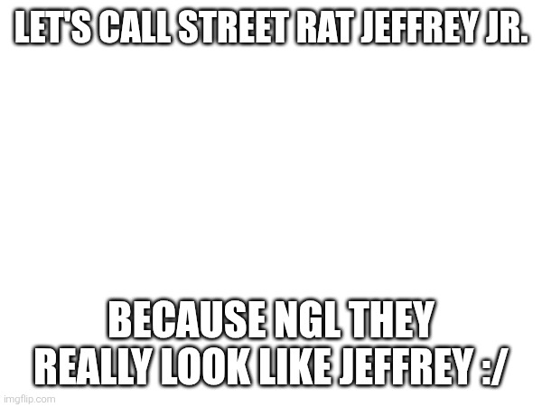 LET'S CALL STREET RAT JEFFREY JR. BECAUSE NGL THEY REALLY LOOK LIKE JEFFREY :/ | made w/ Imgflip meme maker