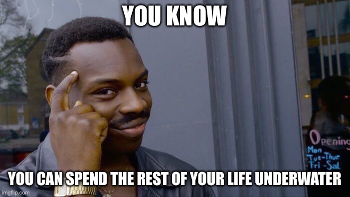 Roll Safe Think About It Meme | YOU KNOW YOU CAN SPEND THE REST OF YOUR LIFE UNDERWATER | image tagged in memes,roll safe think about it | made w/ Imgflip meme maker