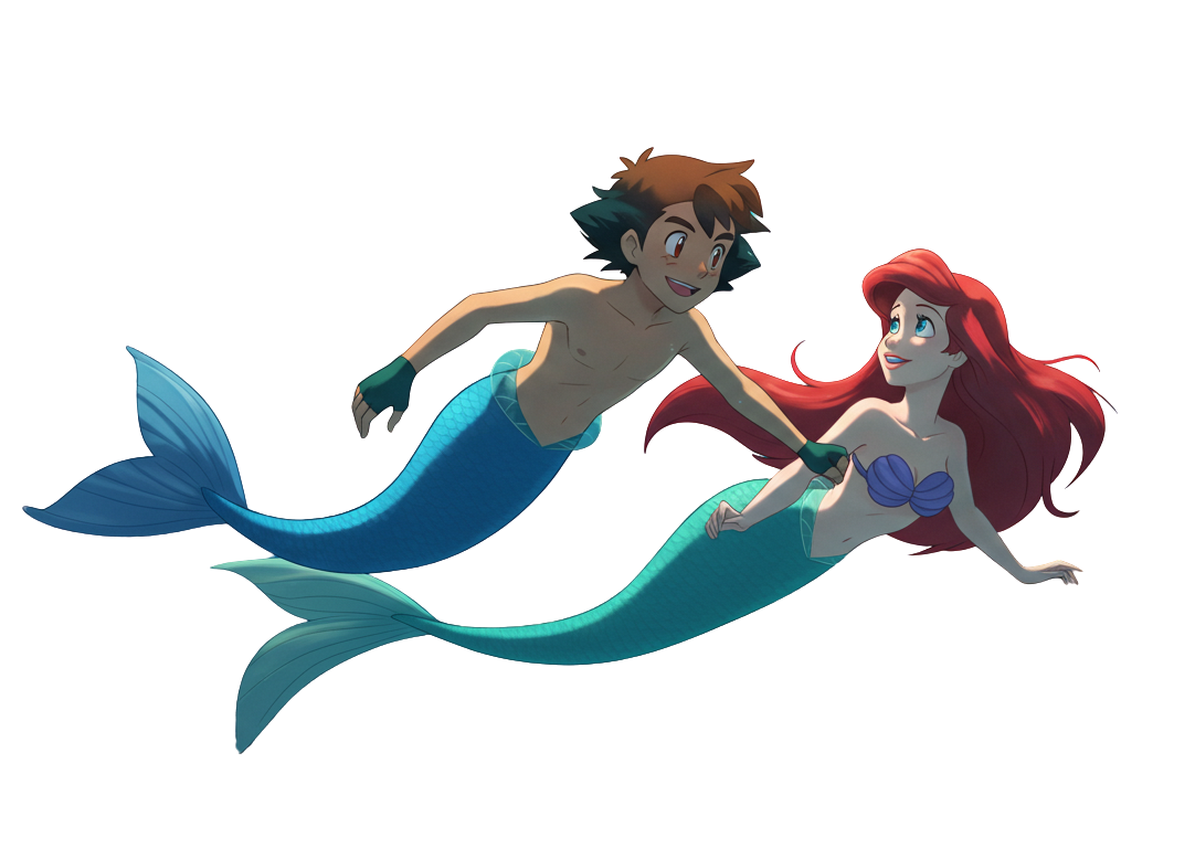 ash x ariel Blank Meme Template