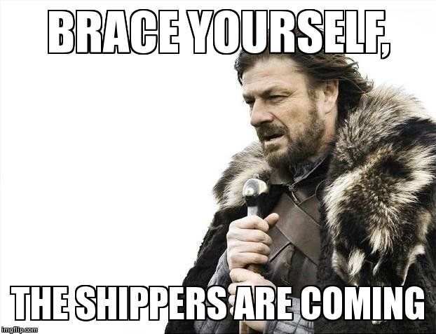 Brace Yourselves X is Coming Meme | BRACE YOURSELF, THE SHIPPERS ARE COMING | image tagged in memes,brace yourselves x is coming | made w/ Imgflip meme maker