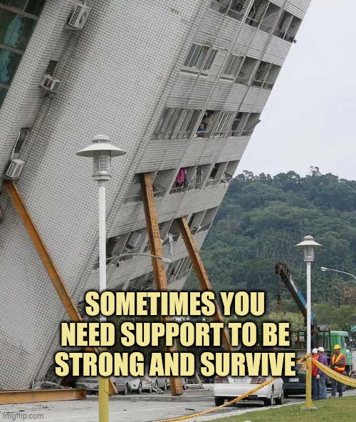 Sometimes you need support to survive | SOMETIMES YOU NEED SUPPORT TO BE STRONG AND SURVIVE | image tagged in support,survivor,survive | made w/ Imgflip meme maker