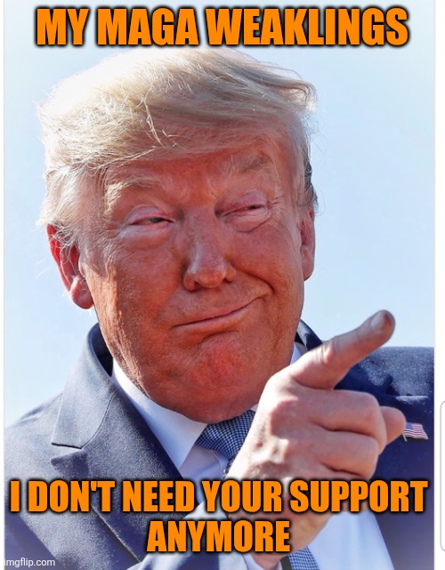 Epstein is boring ~ Russia Russia Russia | MY MAGA WEAKLINGS; I DON'T NEED YOUR SUPPORT 
ANYMORE | image tagged in trump pointing,maga,weaklings,losers,epstein,pedophile | made w/ Imgflip meme maker