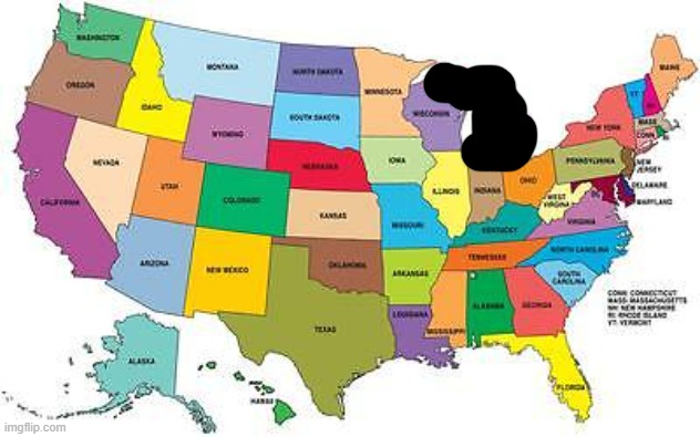 the us if wisconsin was oiled up | image tagged in usa map | made w/ Imgflip meme maker