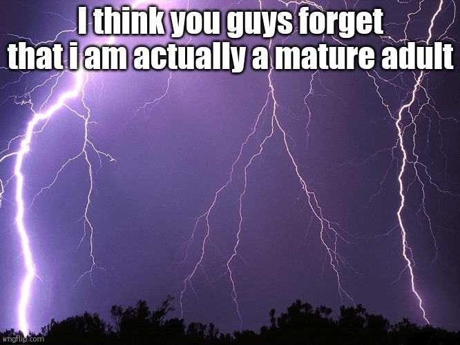 I'm old enough to gamble (I think). | I think you guys forget that i am actually a mature adult | image tagged in thunderstorm | made w/ Imgflip meme maker