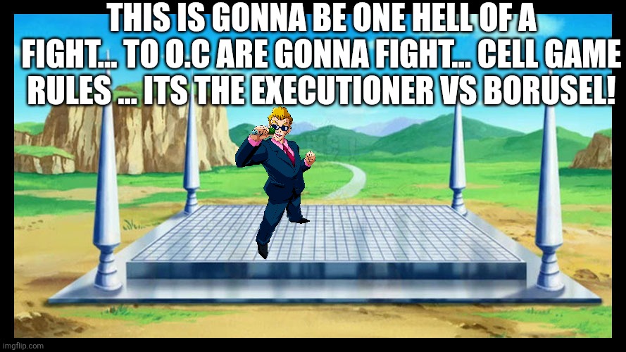 Cell Games | THIS IS GONNA BE ONE HELL OF A FIGHT... TO O.C ARE GONNA FIGHT... CELL GAME RULES ... ITS THE EXECUTIONER VS BORUSEL! | image tagged in cell games | made w/ Imgflip meme maker