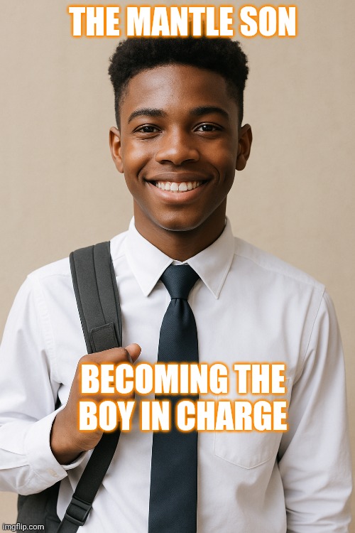 The Mantle son | THE MANTLE SON; BECOMING THE BOY IN CHARGE | image tagged in motivational | made w/ Imgflip meme maker