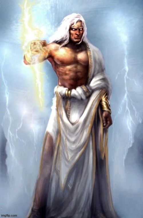 Funni lightning God | image tagged in memez,zeus,jupiter,dyeus,deus,lightning | made w/ Imgflip meme maker