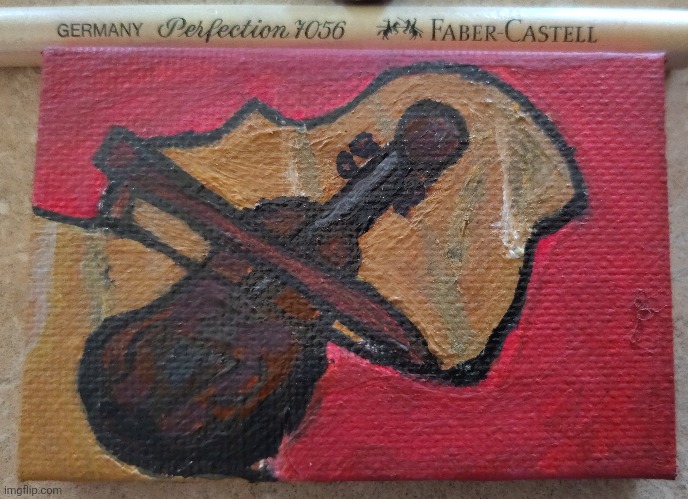 Worlds Smallest Violin on the smallest canvas I could buy (side by side with a pencil): | image tagged in random,violin,spongebob,fanart | made w/ Imgflip meme maker