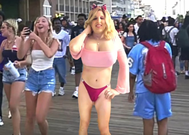 Denver Shoemaker Drops Bottoms on the Boardwalk in Ocean City Blank Meme Template