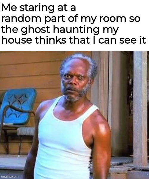 I can see you mf | Me staring at a random part of my room so the ghost haunting my house thinks that I can see it | image tagged in samuel l jackson,ghost,epik prank,stop looking at the tags,i said stop,stop | made w/ Imgflip meme maker