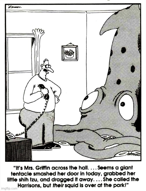 The Far Side | image tagged in comics,the far side,squid | made w/ Imgflip meme maker