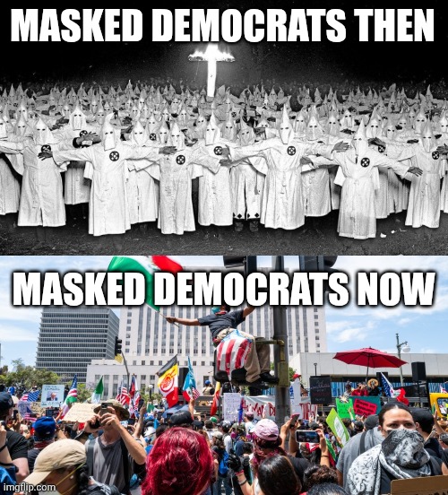 Still complaining about taking away their cheap farm labor | MASKED DEMOCRATS THEN; MASKED DEMOCRATS NOW | image tagged in democrats,protesters | made w/ Imgflip meme maker