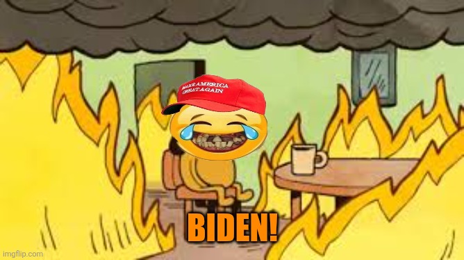 Evrything is fine | BIDEN! | image tagged in evrything is fine | made w/ Imgflip meme maker