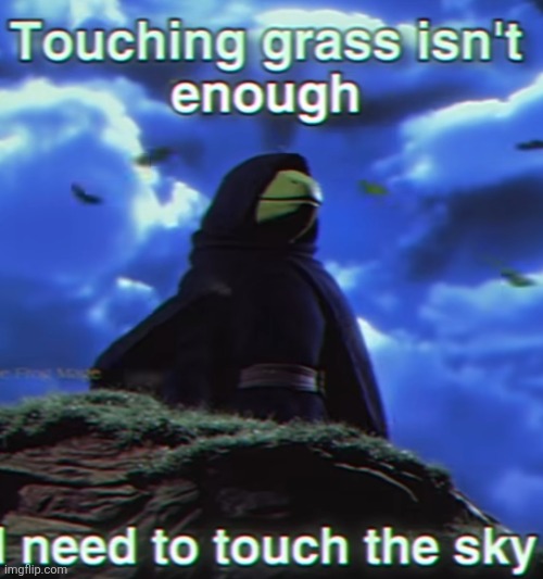 Touching grass isn't enough, I need to touch the sky | image tagged in touching grass isn't enough i need to touch the sky | made w/ Imgflip meme maker