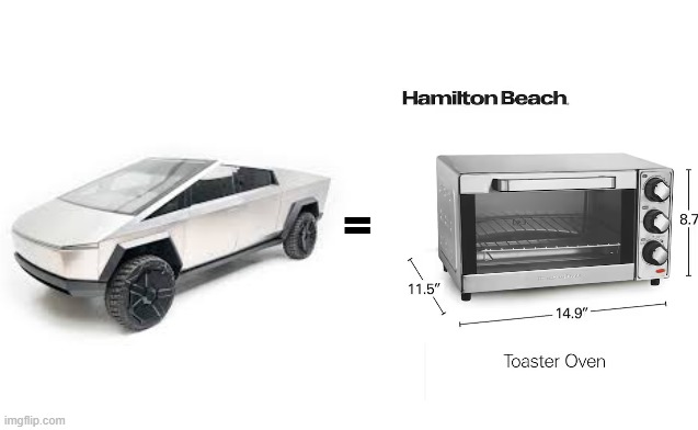 get real | = | image tagged in wide white template,memes,toaster,oven,cybertruck | made w/ Imgflip meme maker