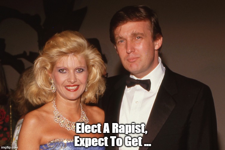Elect A Rapist. Expect To Get _______. | Elect A Rapist, 
Expect To Get ... | image tagged in rapist,trump,sexual assault,sexual allegations,ivana trump,e j carroll | made w/ Imgflip meme maker