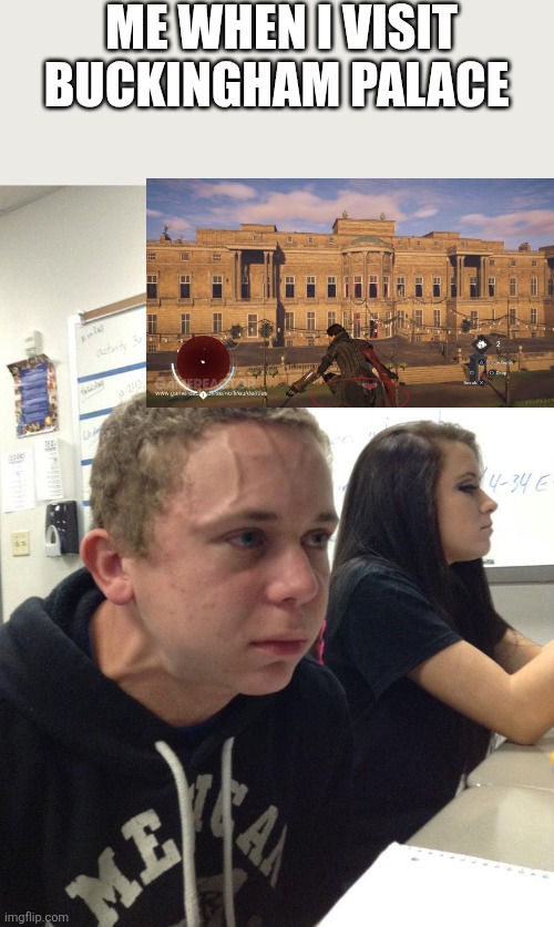 RESIST | ME WHEN I VISIT BUCKINGHAM PALACE | image tagged in veins forehead kid | made w/ Imgflip meme maker