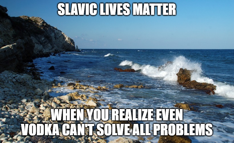 Slavic Lives Matter | SLAVIC LIVES MATTER; WHEN YOU REALIZE EVEN VODKA CAN'T SOLVE ALL PROBLEMS | image tagged in slavic lives matter,slm | made w/ Imgflip meme maker