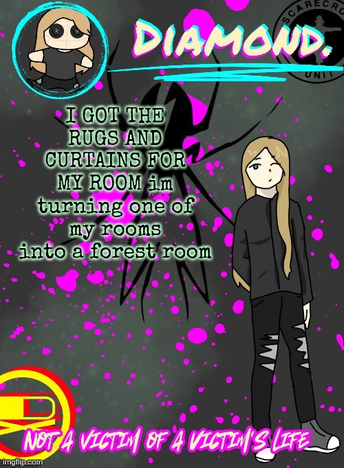 Diamond. Announcement Temp (TY DISCO!!!!) | I GOT THE RUGS AND CURTAINS FOR MY ROOM im turning one of my rooms into a forest room | image tagged in diamond announcement temp ty disco | made w/ Imgflip meme maker