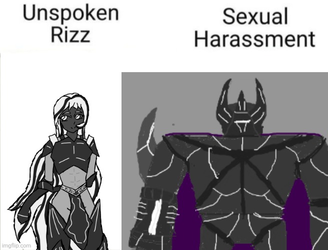 This is based ENTIRELY off of vibes (well also a little bit off the fact that Thrull is inspired by Freakquest) | image tagged in unspoken rizz vs sexual harassment | made w/ Imgflip meme maker