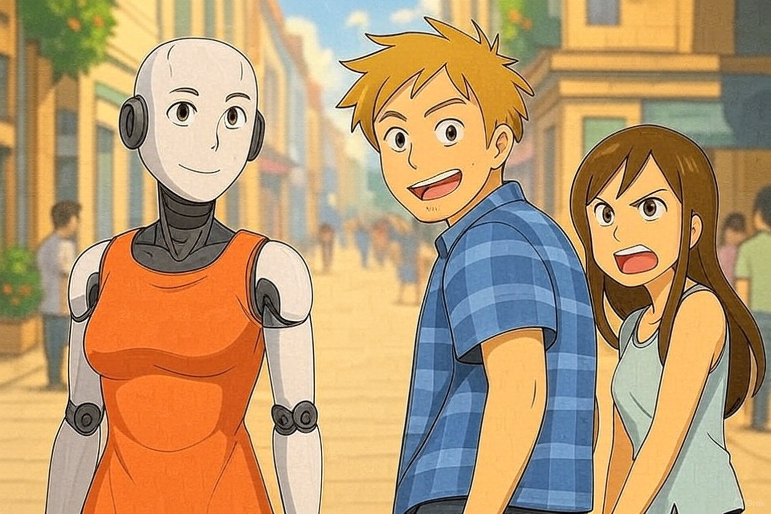 Distracted Boyfriend Robot Ghibli Blank Meme Template