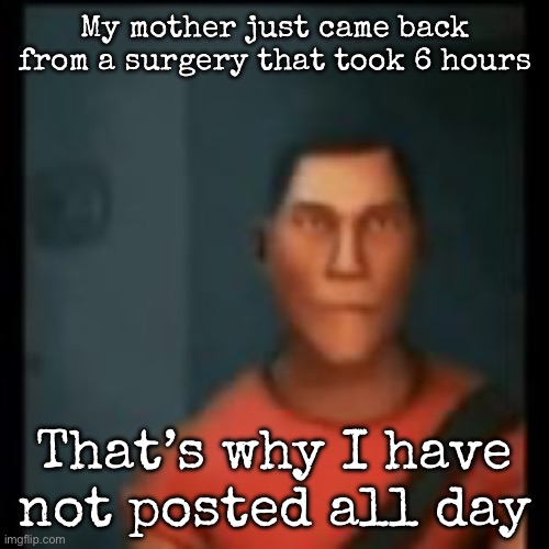 Disappointed Scout | My mother just came back from a surgery that took 6 hours; That’s why I have not posted all day | image tagged in disappointed scout,msmg | made w/ Imgflip meme maker