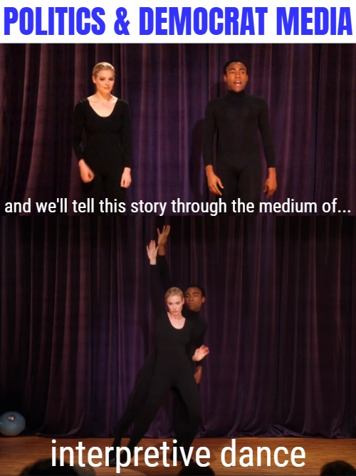 Art lovers going cray-cray | POLITICS & DEMOCRAT MEDIA; and we'll tell this story through the medium of... interpretive dance | image tagged in biased media,liberal media,american politics,community | made w/ Imgflip meme maker