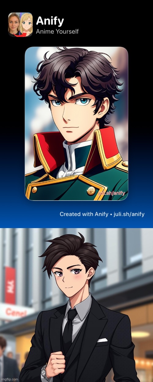 I used one of those artstyle changers to see my hair in anime style so I can draw myself as Sensei later | image tagged in blue archive,and the second image is almost exactly,what i envisioned for the drawing | made w/ Imgflip meme maker