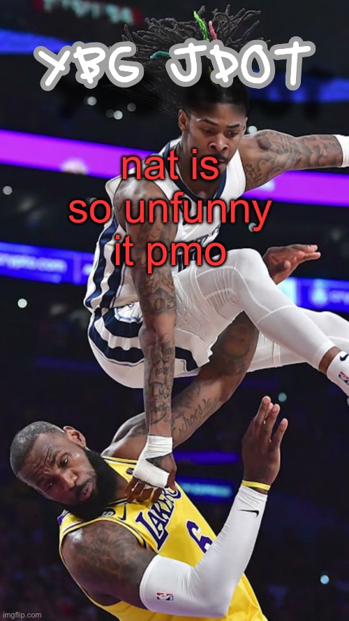 js an opinion dont get mad at me | nat is so unfunny it pmo | image tagged in jdot temp | made w/ Imgflip meme maker