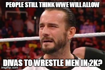 PEOPLE STILL THINK WWE WILL ALLOW DIVAS TO WRESTLE MEN IN 2K? | made w/ Imgflip meme maker