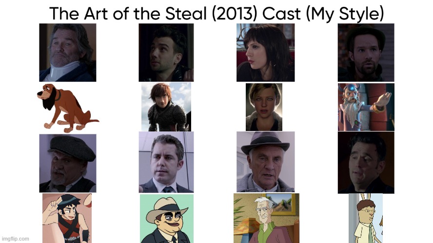 The Art of the Steal (2013) Cast (My Style) | image tagged in the art of the steal 2013 cast my style,meme,memes,spoof cast,the art of the steal,characters | made w/ Imgflip meme maker