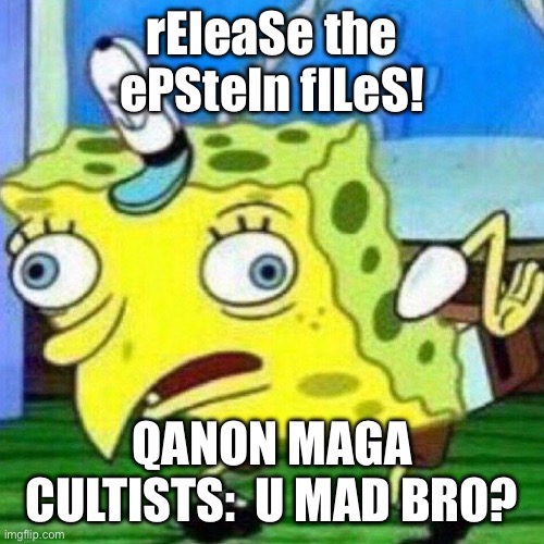 Who’s the Deep State Now? | rEleaSe the ePSteIn fILeS! QANON MAGA CULTISTS:  U MAD BRO? | image tagged in triggerpaul | made w/ Imgflip meme maker