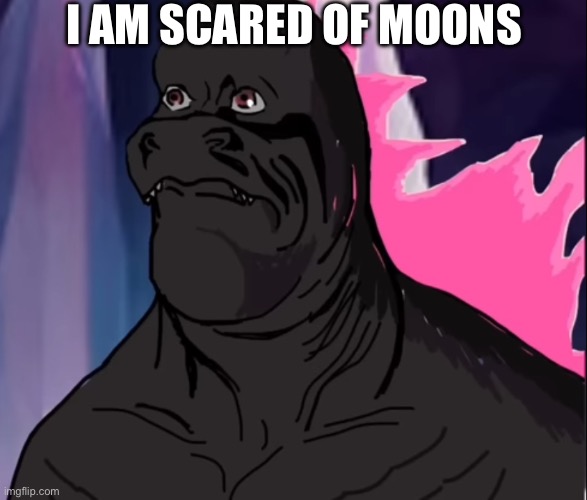 am scared | I AM SCARED OF MOONS | image tagged in pink mf woke up to some dumbass monke what he gonna do | made w/ Imgflip meme maker
