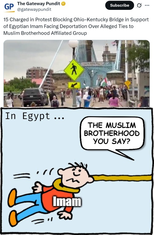 The Muslim Brotherhood is only legal in Europe. Too radical for the Mid east | THE MUSLIM BROTHERHOOD YOU SAY? In Egypt... Imam | image tagged in deportation,radical islam,american politics,egypt | made w/ Imgflip meme maker