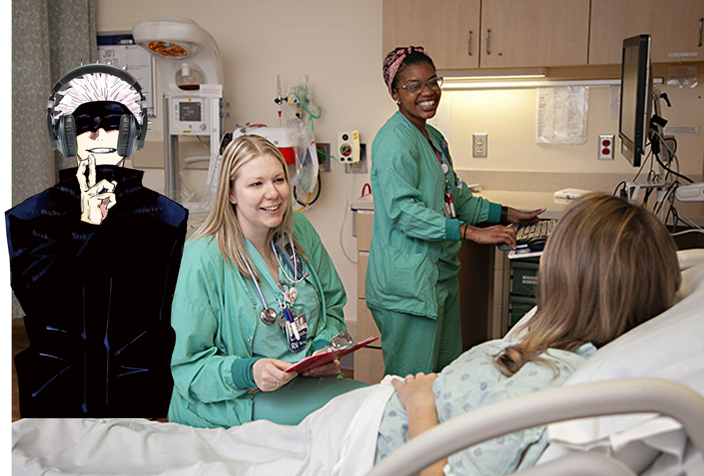 Gojo waiting in delivery room Blank Meme Template