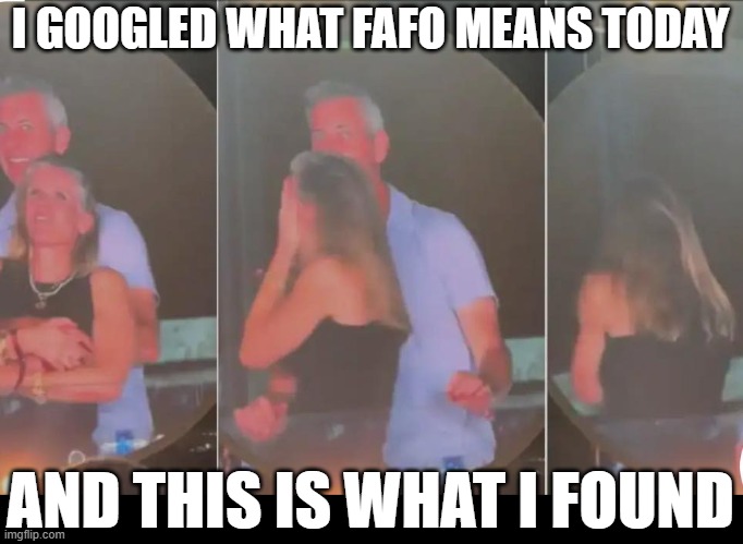 FAFO | I GOOGLED WHAT FAFO MEANS TODAY; AND THIS IS WHAT I FOUND | image tagged in andy byron,kristin cabot,coldplay,astronomer | made w/ Imgflip meme maker