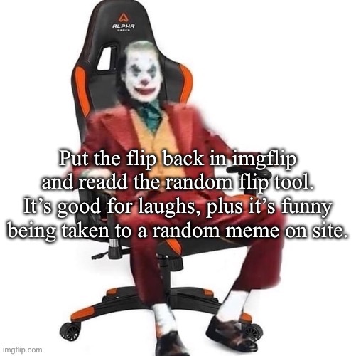 Why was it ever taken out in the first place? | Put the flip back in imgflip and readd the random flip tool. It’s good for laughs, plus it’s funny being taken to a random meme on site. | image tagged in average reaction image | made w/ Imgflip meme maker