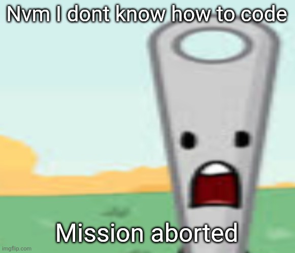 needle | Nvm I dont know how to code; Mission aborted | image tagged in needle | made w/ Imgflip meme maker