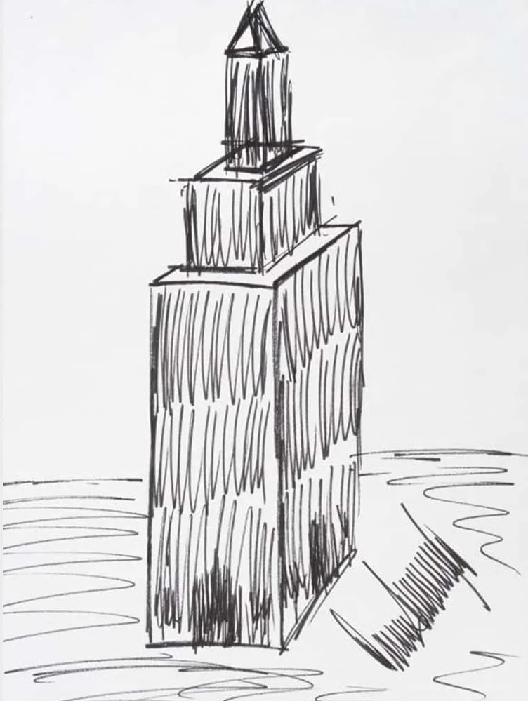 Trump's doodle of the Empire State Building, sold for $16,000. Blank Meme Template