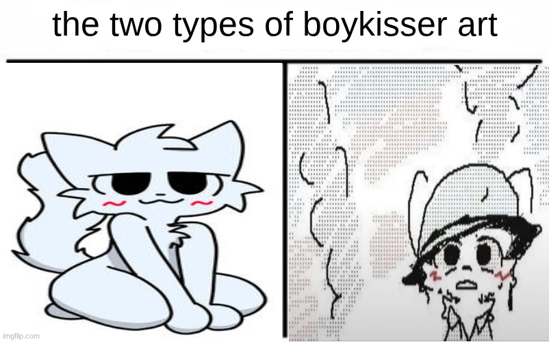 Who Would Win Blank | the two types of boykisser art | image tagged in who would win blank | made w/ Imgflip meme maker