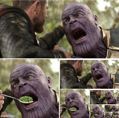 Thor feeding Thanos | image tagged in thor feeding thanos | made w/ Imgflip meme maker