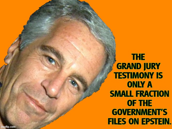 Don't get your hopes up. | THE 
GRAND JURY 
TESTIMONY IS 
ONLY A SMALL FRACTION OF THE GOVERNMENT'S FILES ON EPSTEIN. | image tagged in epstein,jeffrey epstein,trump,liar,panic,maga | made w/ Imgflip meme maker